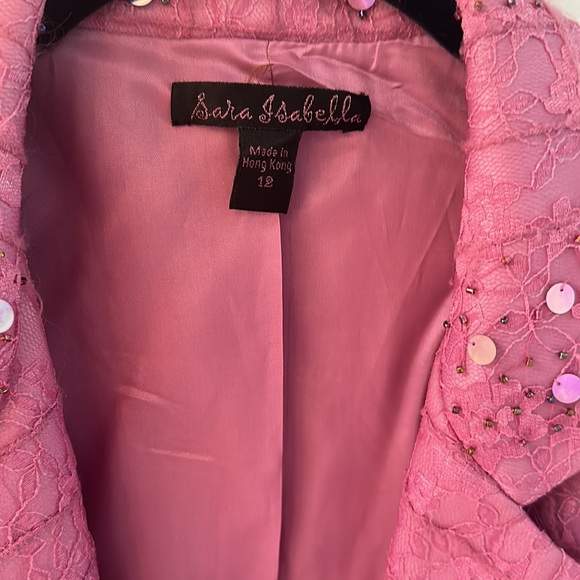 Vintage Couture Sara Isabella lace sequin fuchsia coat size 12 - Picture 3 of 4